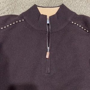 Gran Sasso Merino Ultra Fine Cashmere Wool Quarter Zip Sweater  Brown XL/XXL